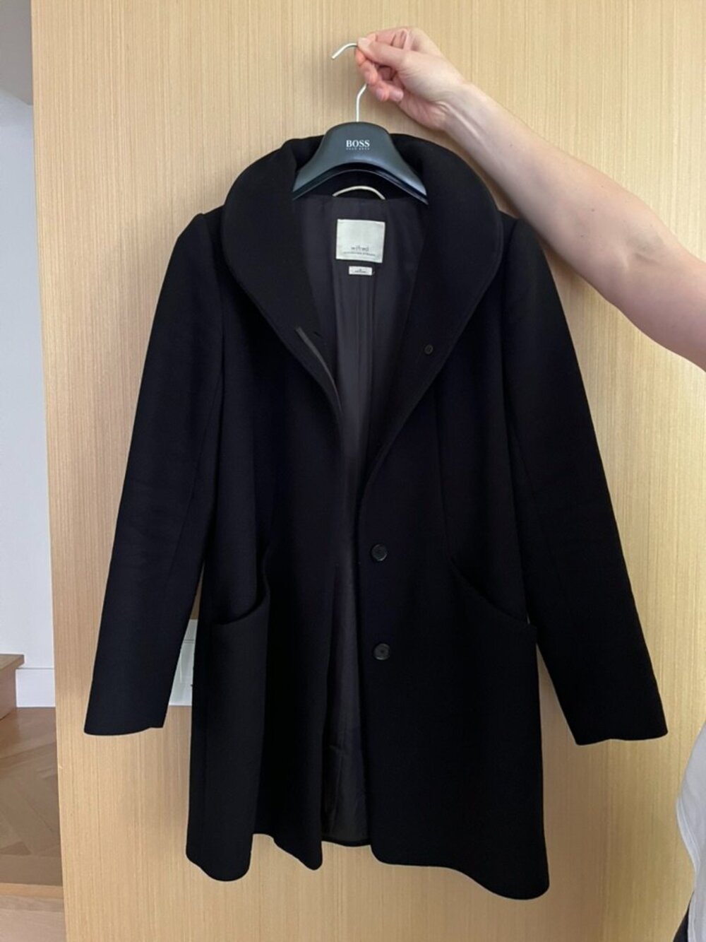 Wilfred cocoon wool coat in black medium